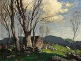 George M. Bruestle, House at the top of the hill, oil on board