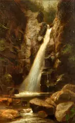 Benjamin Champney, Waterfall, oil on panel