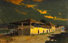 The Old Custom House, Monterey by Manuel Valencia, oil on board, sold Mar 2014