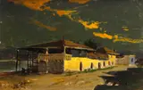 Manuel Valencia, The Old Custom House, Monterey, oil on board