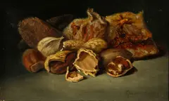 Still life with nuts by George William Whitaker, oil on canvas, offered Mar 2014