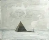 Nathan Oliveira, Untitled (Pyramid with apparition), 1967, tempera and pencil on paper