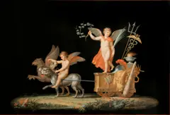 Michelangelo Maestri, Trionfo di Amore (after Giulio Romano), gouache on paper, possibly over etched outlines
