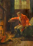 William Verplanck Birney, Smoking by the hearth, oil on canvas