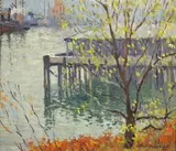 Joseph Eliot Enneking, A wet morning, oil on canvas board