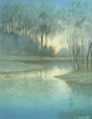 Carl Schmidt, The inlet reflections, velum-glazed earthenware plaque