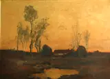 Max Weyl, Landscape with pond, oil on canvas