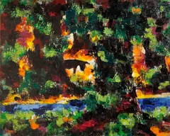 Dan Lutz, Deep wood waterhole, oil on canvas