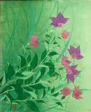 Susumu Maki, Bellflowers, gouache and ink on paper on board