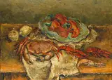 Isaac Païles, Still life with lemons, chilli peppers and crustaceans, oil on canvas