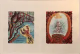Andrew Tavarelli, Travel to 100 Places #51, 1998; Travel to 100 Places #58, 1998 (diptych), watercolor and pencil on paper