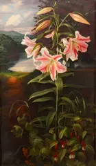Raymond C. Booth, Lilium 'Pink Glory', oil on board