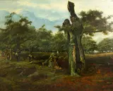 R.B.A. John Fullwood, The wood gatherers, oil on canvas