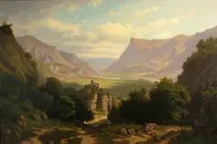 Edvard Michael Jensen, Tyrolean landscape, oil on canvas