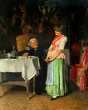 Luigi Pastega, A glass of wine, oil on canvas