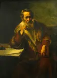 A portrait of a scholar by Rembrandt Harmensz van Rijn, oil on canvas, sold Jan 2014