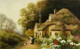 R. Thornton, Summer's day at Shelbourne, watercolor and gouache on paper laid down