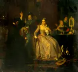 Georg Wilhelm Volkhart, John Knox admonishing Mary, Queen of Scots, oil on canvas