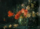 Guiseppe Uva, A still life with flowers in a vase, oil on canvas