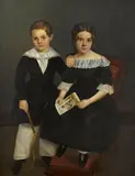 Brother and sister by American School, oil on canvas, sold Jan 2014