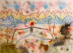 Untitled by Roy De Forest, 1988, acrylic, pastel, colored pencil and pencil on paper, sold Jan 2014