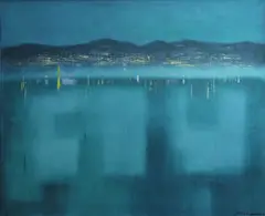 Jason Schoener, Night Reflections on the Bay, 1962, oil on canvas