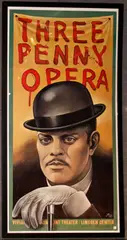 Paul Davis, Three Penny Opera, 1976, Color offset lithographic poster on brown paper, linen backed, for the Lincoln Center Opera performance 1976-1977