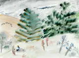 Milton Avery, Figures in Fields, watercolor and charcoal on paper