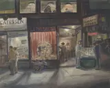 Bernard von Eichman, Night Scene on Smith Avenue, watercolor on paper