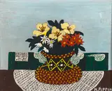 Horace Pippin, Flowers with Four Doilies, 1946, oil on canvas