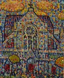 Edward Middleton Manigault, View of a church, oil on canvas laid down on Masonite