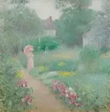 Edmund Greacen, In Miss Florence's Garden, oil on canvas