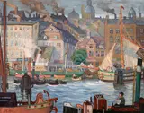 John Ellsworth Weis, Harbor, oil on canvas