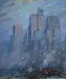 Frederick Usher Devoll, View of New York, oil on canvas