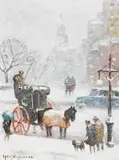 Guy Carleton Wiggins, Along 59th Street in Winter