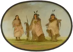George Catlin, Blackfoot Indian Group, circa 1832, oil on paper