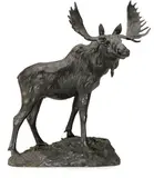 Henry Shrady, Bull Moose, bronze with greenish-brown patina