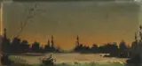 An evening landscape by Continental School, oil on panel, sold Sep 2013