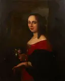 A portrait of a young woman, half-length by English School, oil on canvas laid down on board, offered Sep 2013