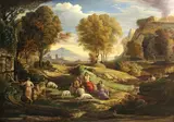 called Claude Lorrain Claude Gellée, A classical landscape with maidens and a goatherd, oil on canvas