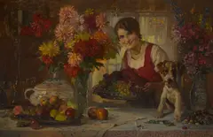August Roeseler, A healthy snack, oil on canvas