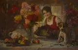 August Roeseler, A healthy snack, oil on canvas