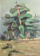 Kumasaka, Trees, oil on canvas