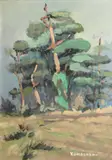 Kumasaka, Trees, oil on canvas