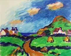 Dan Lutz, A country road, watercolor on paper