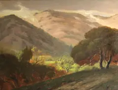 Jules R. Mersfelder, Rolling hills and oaks, Marin, oil on canvas