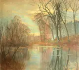 Hal Robinson, Lake in the woods, oil on canvas