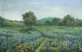 Hector Serbaroli, View of Mt. Tamalpais; Path through the wildflowers (2)