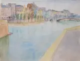 River scene by Maud Sumner, watercolor and ink on paper, offered Sep 2013