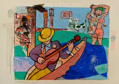 Richard Marshall Merkin, Orpheus and Eurydice, c. 1985, Color screenprint on wove paper